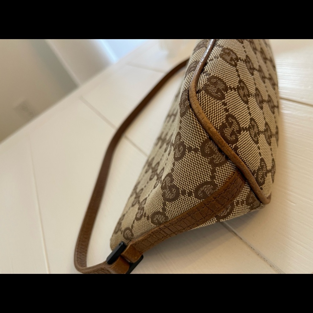 Gucci Pouchette Brown Canvas/Leather Baguette - Picture 4 of 12